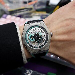 Noda Aero Series-1 43MM Stainless Steel Turquoise Skeleton Dial Automatic Watch